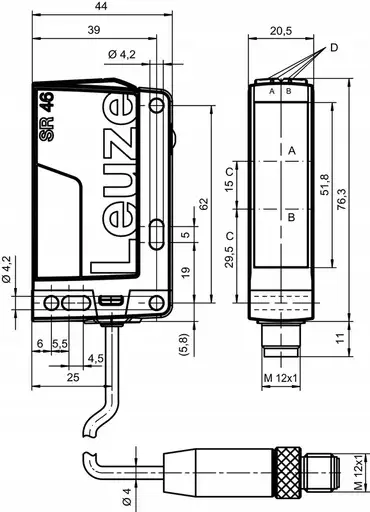 Product: Odbiornik bariery świetlnej LEUZE LE46C/4P-M12 (50127033)