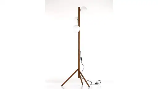 Produkt: Lampa podłogowa z serii ESTERA WOOD, drewniany stelaż orzech, szklane...