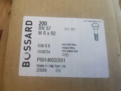 Product: Śruba Bossard pół gwint DIN931 M6x60 mm kl.8.8