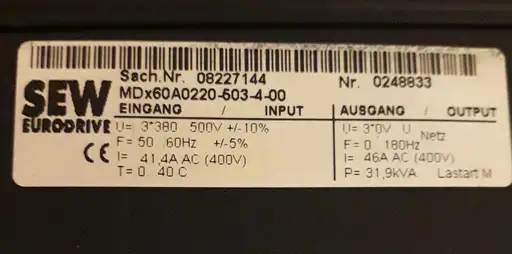Product: Falownik SEW MCH40A0220-503-4-00 08276110 08242410 MDX60A0220 08227144 22K
