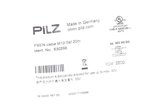 Product: PILZ PSEN cable M12-5SF 20M 630298 ! NEW !