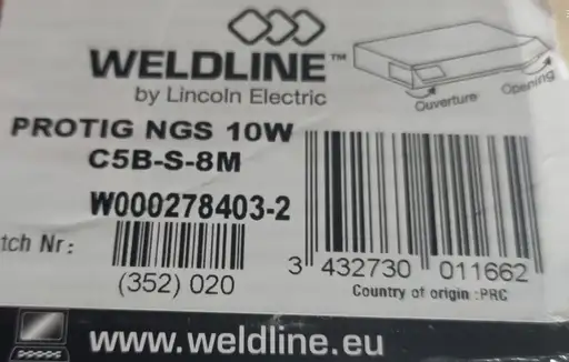 Product: TIG PROTIG NGS 10W 8m welding torch Lincoln Electric