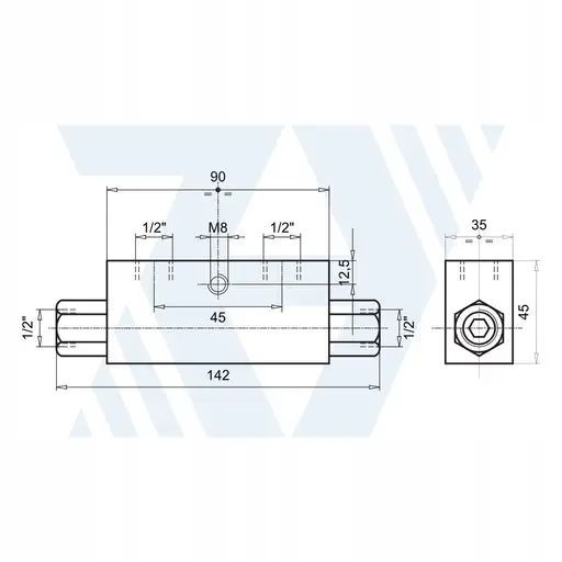 Product: Zamek hydrauliczny zawór zwrotny sterowany bliźniaczy VBPDE 1/2" 50L Włoski