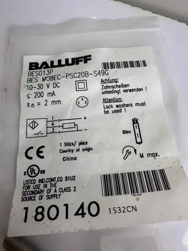 Produkt: Indukcyjny czujnik zbliżeniowy Balluff BESMO8EC-PSC20B-S49G