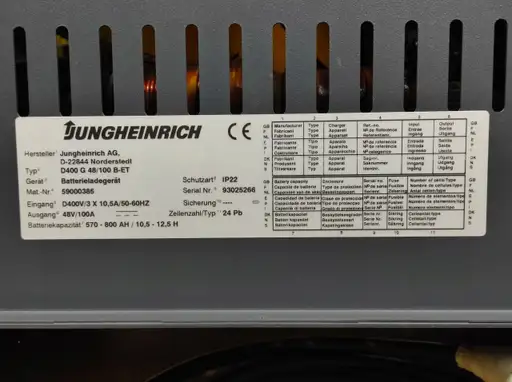 Product: JUNGHEINRICH PROSTOWNIK BATERII TRAKCYJNYCH 48Vdc 100A 570-800Ah