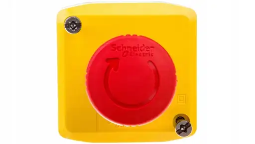 Produkt: Stacja sterująca z czerwonym przyciskiem grzybkowym 40 żółta 2 NC obrót