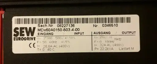 Product: Falownik SEW MDX61B0150-503-4-00 08279640 MDX60A0150-503-4-00 08227136 15kW