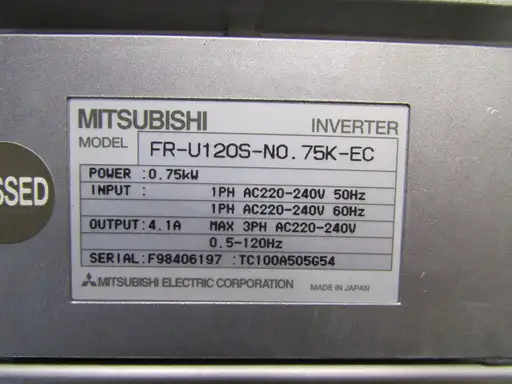 Product: Falownik MITSUBISHI FR-U120S-N0.75K-EC 0,75 kw inverter FREQROL-U100