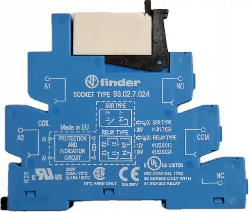 Product: Przekaźnik Finder 41.52.9.024 + Gniazdo 93.02.7.024, 24V DC, 8A