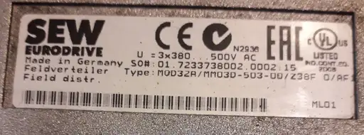 Product: SEW EURODRIVE MQD32A/MM03D-503-00/Z38F 0/AF1