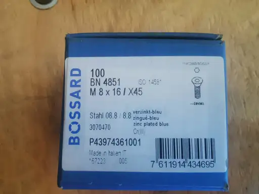 Product: Śruba Bossard z łbem stożkowym TORX M8x16/X45 8.8 ISO 14581