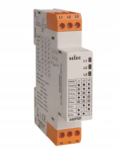 Prodotto: Przekaźnik kontroli faz 640PSR (5A; 154-520V) DIN; Selec
