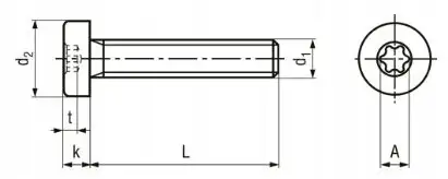 Product: Śruba Bossard Torx z łbem walcowym M8x35/X45 kl. 8,8