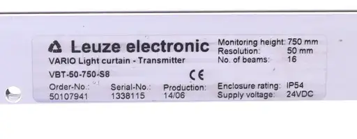 Product: LEUZE VBT-50-750-S8 50107941 VARIO Light curtain transmitter