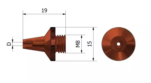 Product: 3D single nozzle 2.5 mm; M8