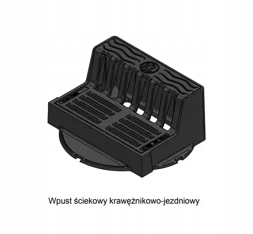 Produkt: Wpust żeliwny krawężnikowo-jezdniowy WKJ H220, KL.D400 (40T), malowany