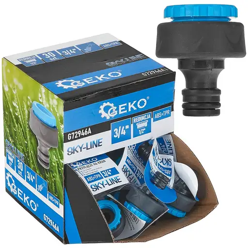 Produkt: Przyłącze na kran 3/4" z redukcją 1/2" SKY-LINE - kartonik wystawowy (30/240)