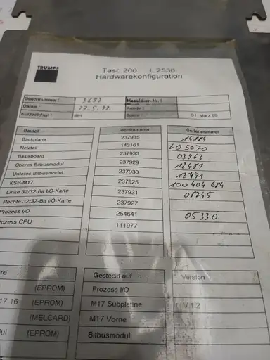 Product: Siemens TASC 200 Trumpf L2530 - komputer przemysłowy Trumpf w obudowie Rack