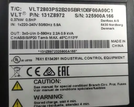 Product: FALOWNIK STEROWNIK DANFOSS VLT2800 131Z8972 VLT2803PS2B20SBR1DBF00A00C