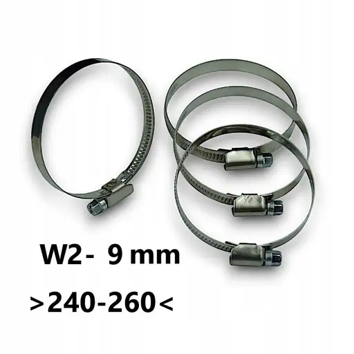 Prodotto: Obejma ślimakowa nierdzewna W2 240-260mm/9mm