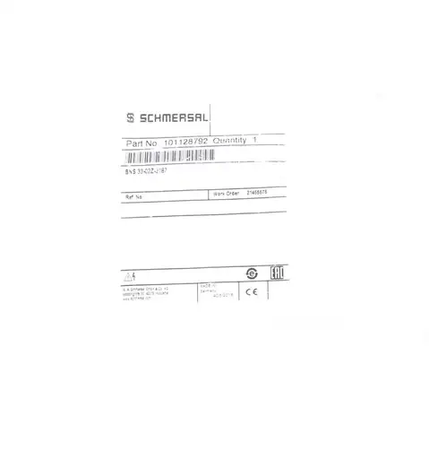 Product: SCHMERSAL 101128792 BNS 33-02Z-2187 ! NEW !