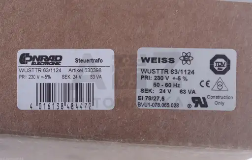 Product: WEISS CONRAD WUSTTR 63/1124 WUSTTR631124  530398 63VA Transformer 230V