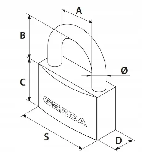 Product: GERDA KZZS S40 Kłódka żeliwna pałąkowa 38mm / 6mm + 3 klucze