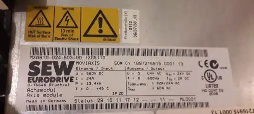 Product: Falownik SEW MOVIAXIS MODUŁ OSI MXA81A-024-503-00 /XGS11A 13,4kW 24A 560VDC