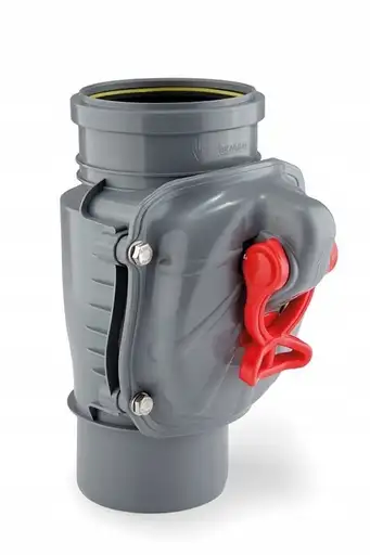 Produkt: Zasuwa burzowa PP-HT dn110 do montażu w pionie typ1, sanitarna do kanalizac