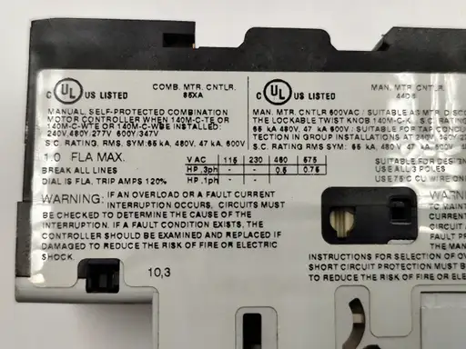 Product: Wyłącznik silnikowy Allen-Bradley 140M-C2E-B10 B 0,63-1A