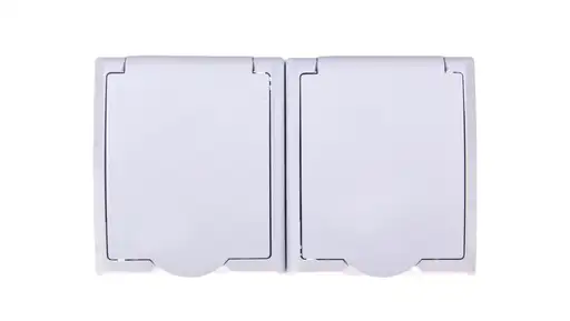 Prodotto: FALA Gniazdo hermetyczne podwójne z/u IP44 z przesłonami klapka biała...