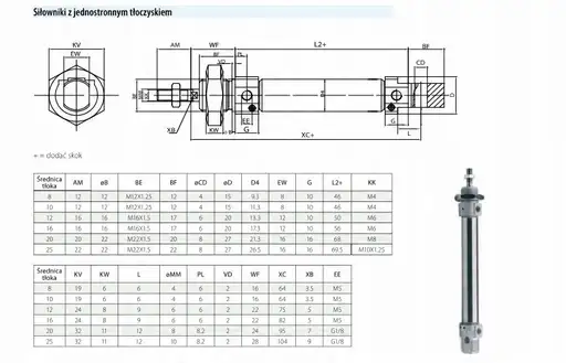 Product: SIŁOWNIK PNEUMATYCZNY 25x300 ISO 6432 TEKMA Camozzi