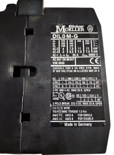 Product: Stycznik Moeller DIL0 M-G 7,5KW 24VDC