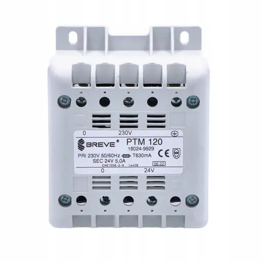 Product: Transformator jednofazowy PTM 120 230/ 24V IP21 na szynę DIN TH-35 w obudow