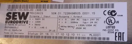 Product: Falownik SEW MOVIAXIS MODUŁ OSI MXA81A-100-503-00 /XGS11A 56kW 100A 560VDC