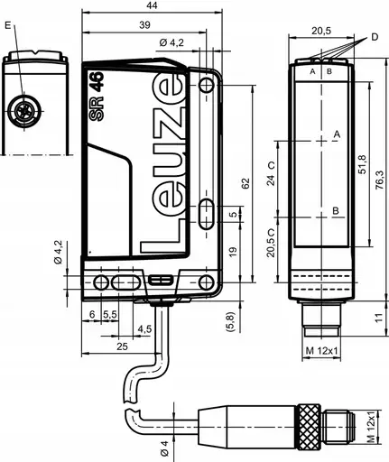 Product: Czujnik dyfuzyjny z tłumieniem tła LEUZE HT46CL1.XR/4P-M12 (50147740)