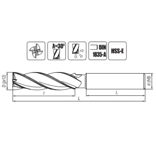 Prodotto: FREZ NFPA DŁUGI FI 9 DIN 844-A L-M-N HSS-E KOBALTOWY FENES