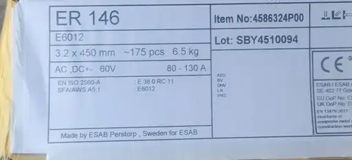 Product: ELEKTRODY ESAB ER 146 3,2x450mm 175szt 6,5kg