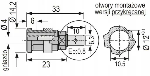 Prodotto: Gniazdo bananowe bezp. 4mm konektor 6,3mm; 3202/BL