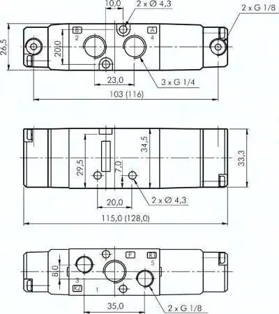 Prodotto: Zawór pneumatyczny, 5/3 G 1/4 centralnie zamknięty AIR