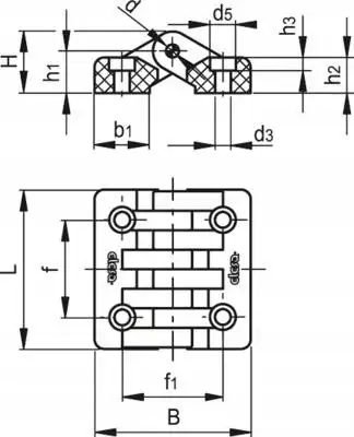 Product: Zawias CFA.49 CH-5 - otwory przelotowe, śruby z łbem cylindrycznym