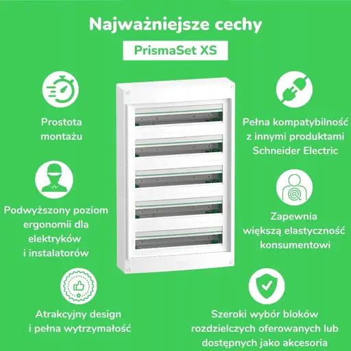 Produkt: Obudowa PrismaSeT XS PSXS-4-18-PT-B, podtynkowa, drzwi białe, 4 rzędy, 18 m
