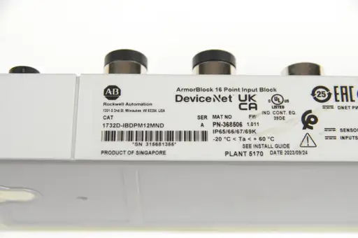 Product: Allen Bradley 1732D-IBDPM12MND SER A ArmorBlock 16 Point Input Block