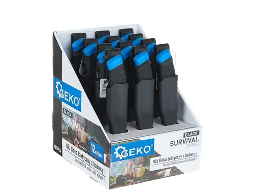 Produkt: Nóż finka taktyczny 215/105mm z kaburą BLACK SURVIVAL SERIES - kartonik wystawowy (12/48)