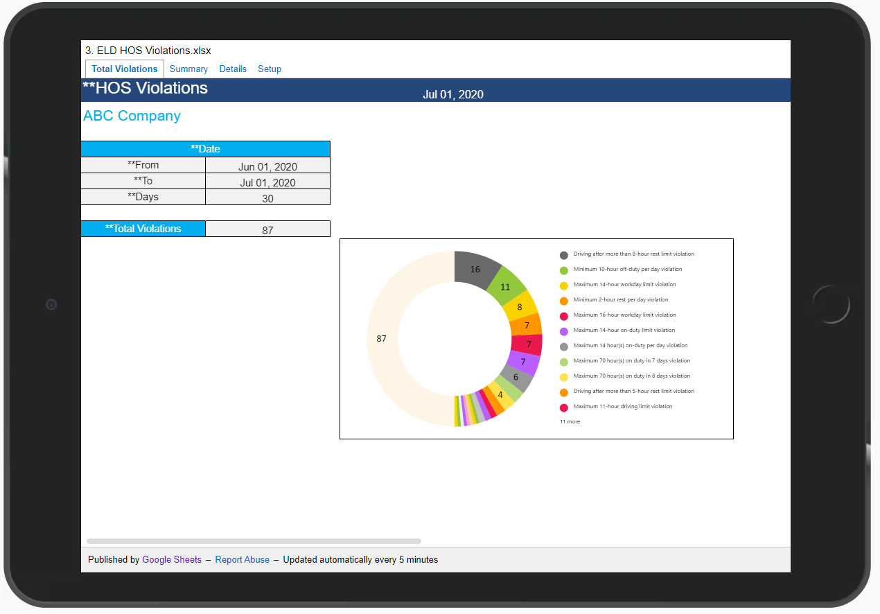 image of HOS Violations Report