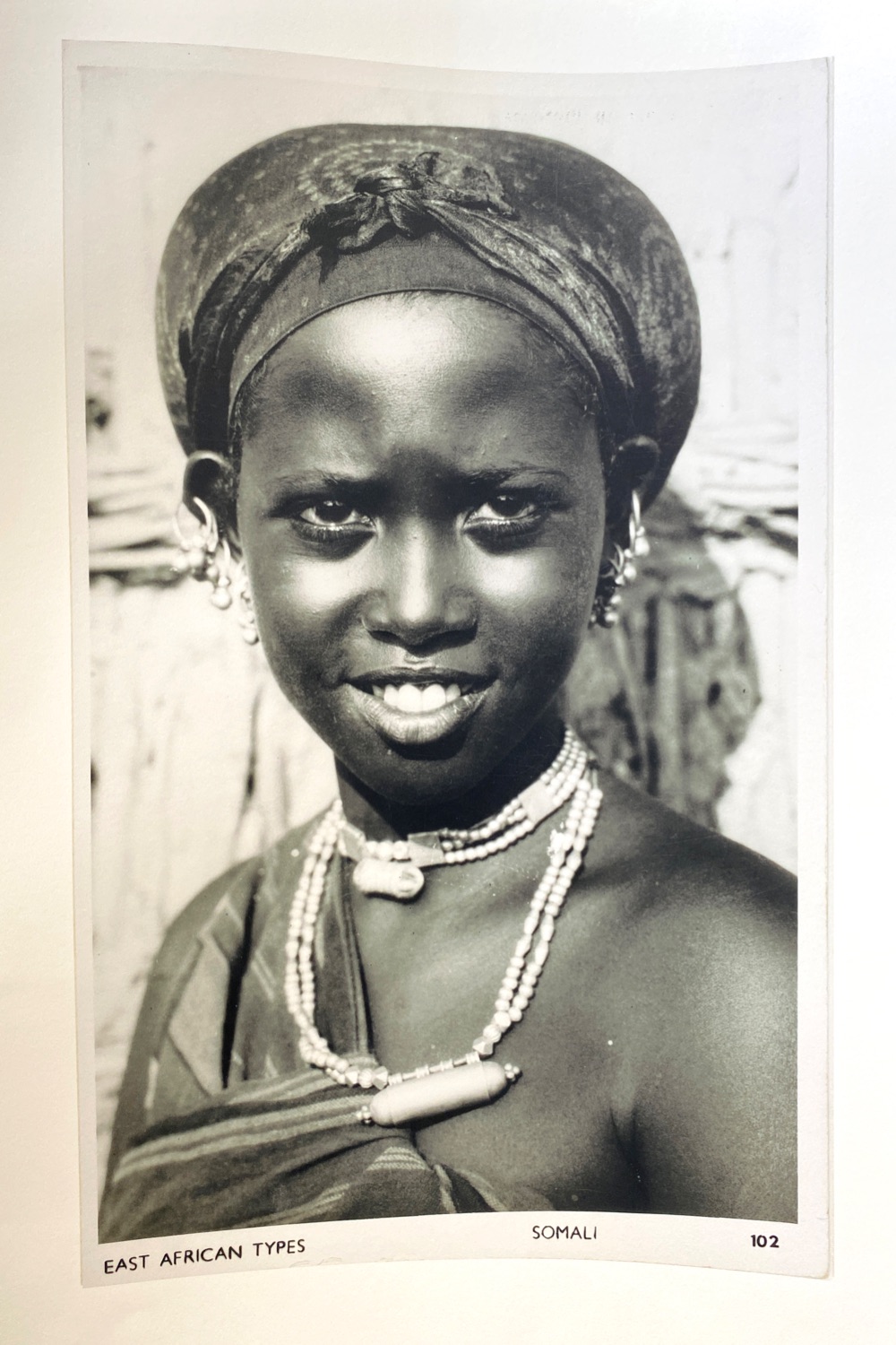 Vintage photo of young Somali woman smiling