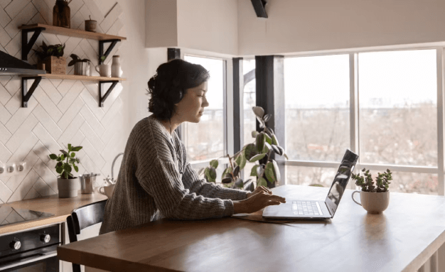 A woman at her computer