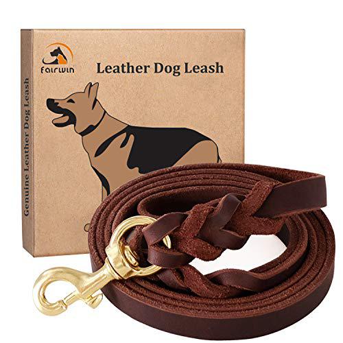 Fairwin cuoio intrecciato guinzaglio del cane 1,8 m 