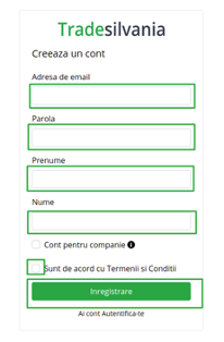 tradesilvania cum sa te inregistrezi pasul 2