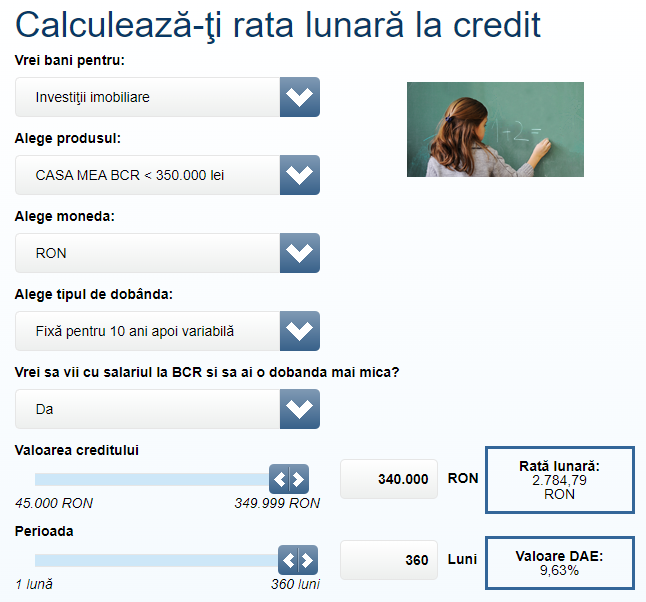 calculator credit ipotecar BCR